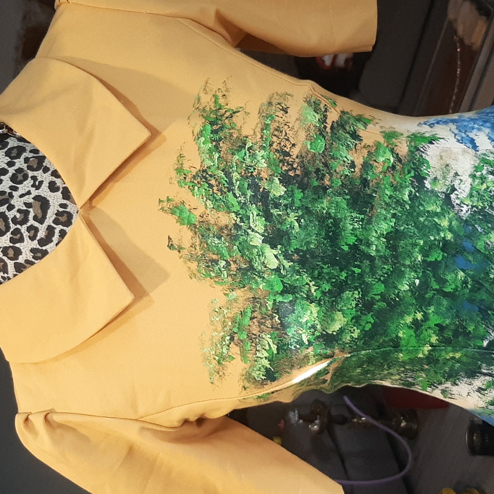 Handpainted By Me Scenic Print Yellow Dress - Picture 9 of 14